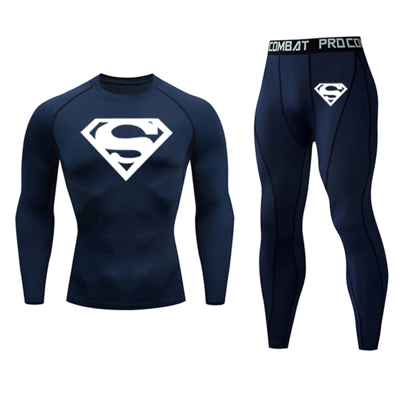 Men's Winter Clothing Thermal Underwear Sports Leggings + Shirts 2 Pieces Fitness Set Long Johns Warm Tracksuit Workout Clothing