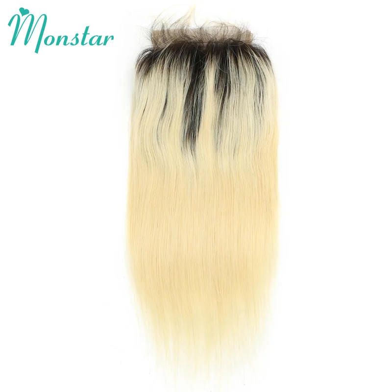 Monstar 1B 613 медовый блонд Омбре перуанские Remy прямые человеческие волосы свободная