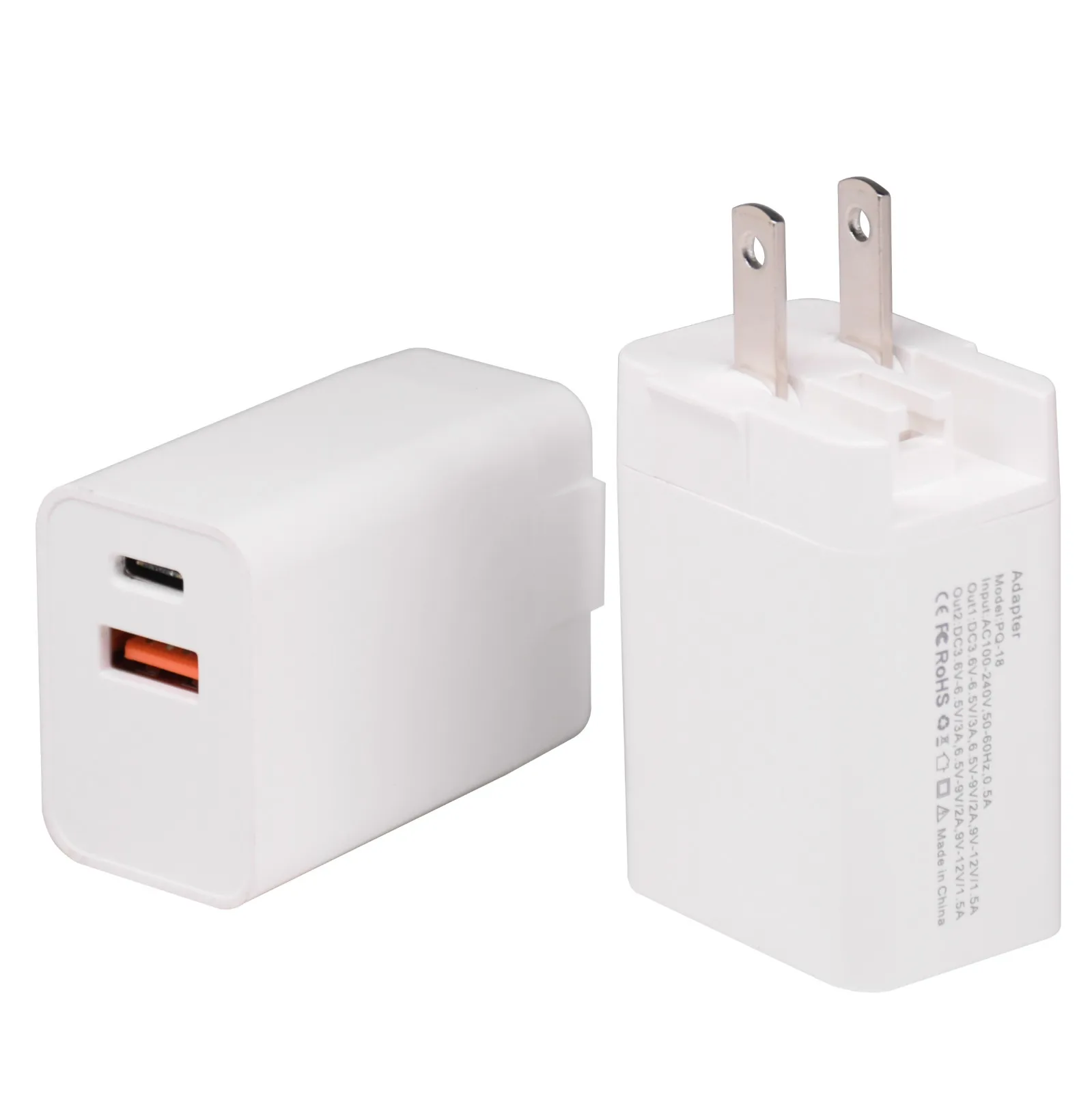 США быстрое зарядное устройство 18 Вт USB PD + QC 3 0 два порта питания для путешествий