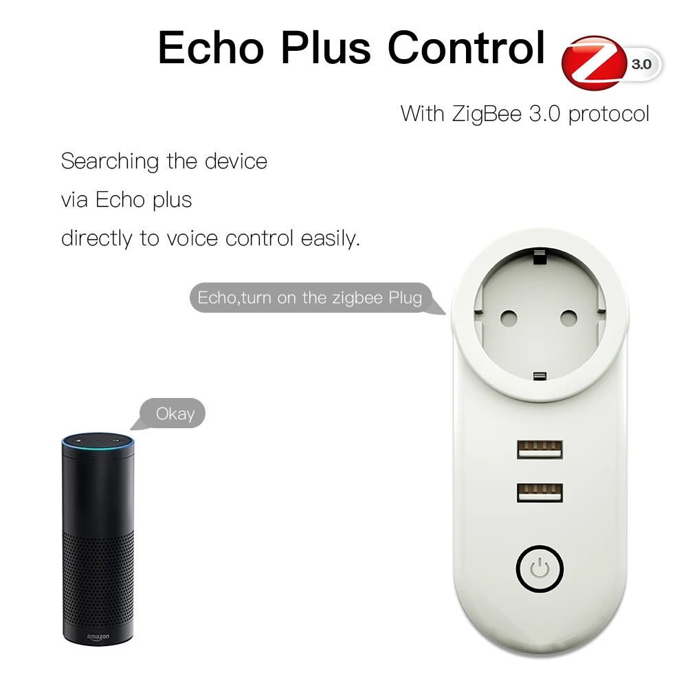 ЕС ZigBee3.0 Dual USB Беспроводной со штепсельной вилкой SmartThings App дистанционного