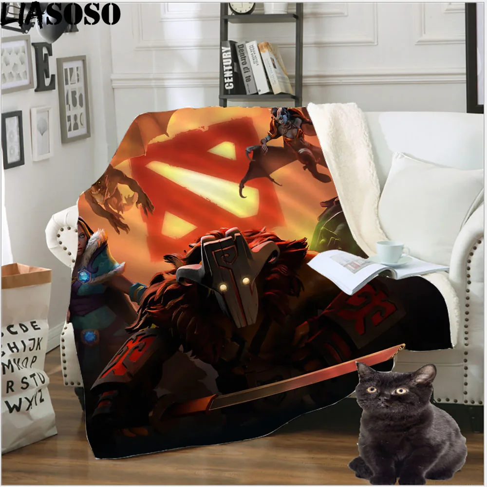 

Game Dota 2 3D Print Anime Blanket Cartoon Movie Harajuku Bedding Set Kawaii Room Decor Dota Portable Sherpa Quilt Throw Blanket