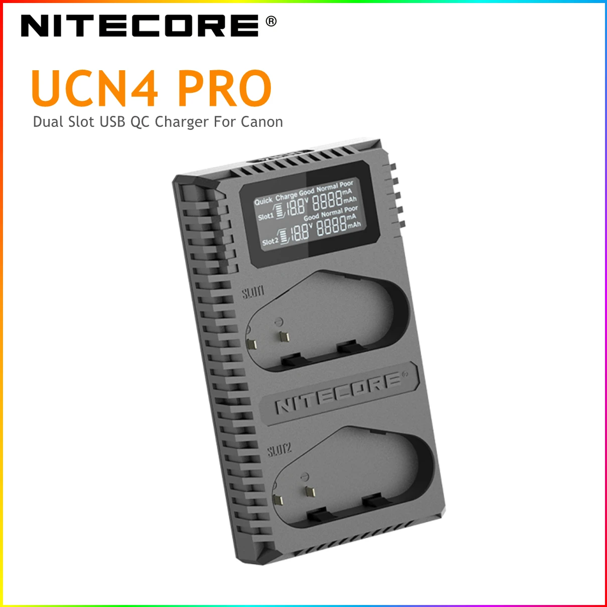 Быстрое зарядное устройство Nitecore UCN4 Pro с двумя слотами USB QC для Canon DSLR EOS 1D 1DX 1DS Mark II