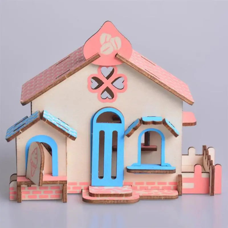 1 Набор 3D DIY Дом головоломка Деревенский Дом Забавный Развивающие деревянные строительные игрушки для детей Рождественский подарок