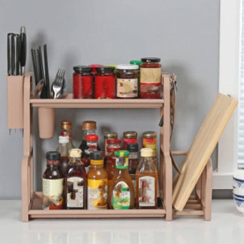 

Multifunctional Rack Double Layer Storage Rack Kitchen Seasoning Rack Cutting Board Rack