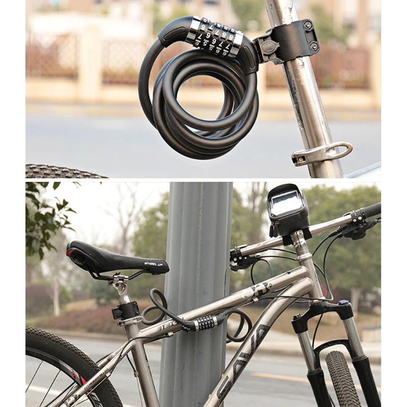

High Security Bike Cable Lock 5 Digit Resettable Combination Coiling Durable and Tough Lock Anti-theft Riding Equipment