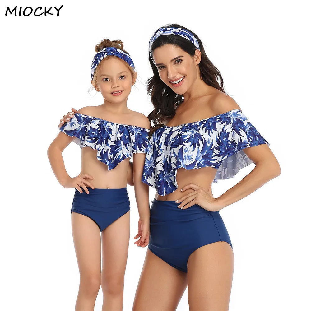 Купальный костюм для мамы и дочки Семейный комплект бикини Bahitng купальный