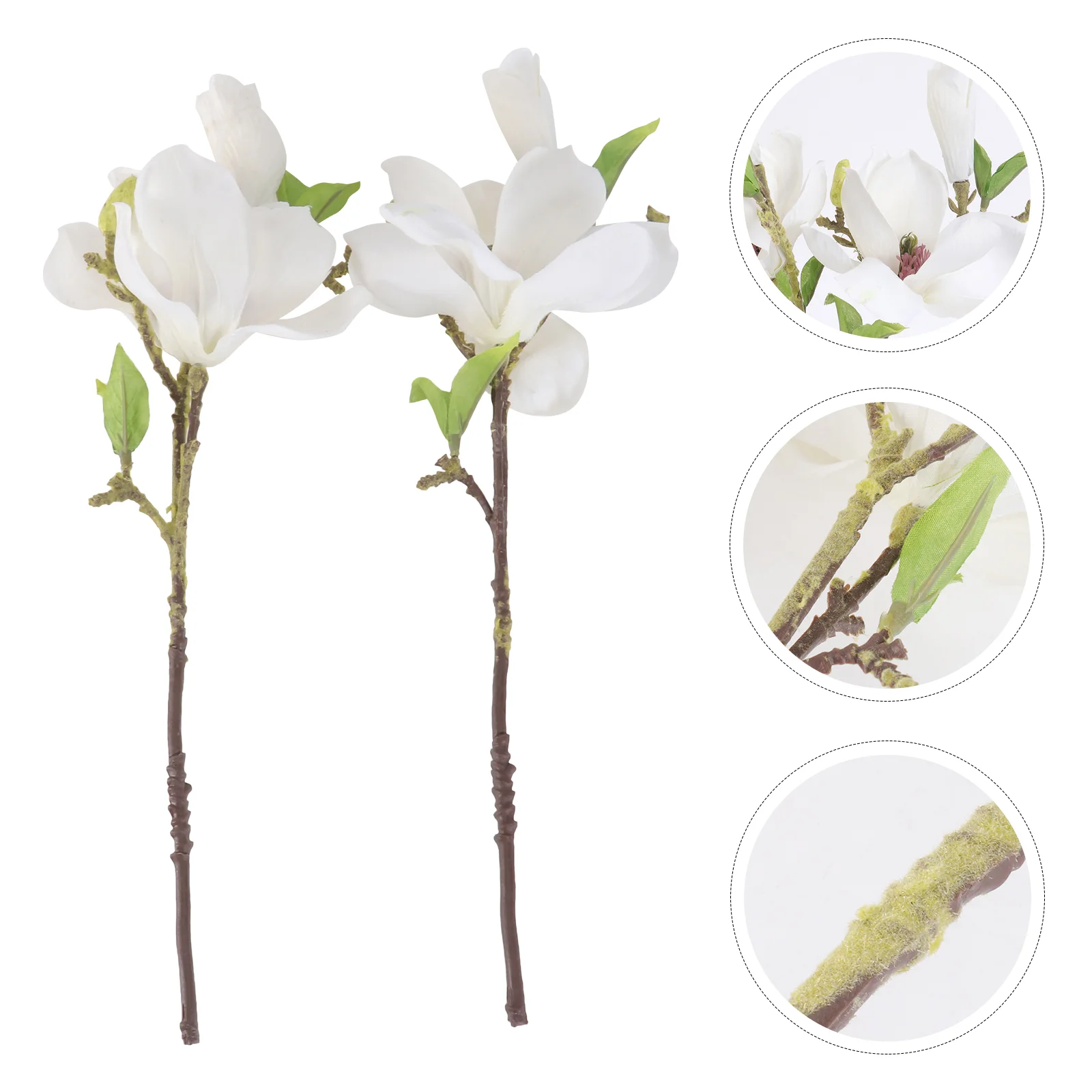 

2Pcs Cloth Artificial Flower Decor Delicate Magnolia Decor Indoor Ornament