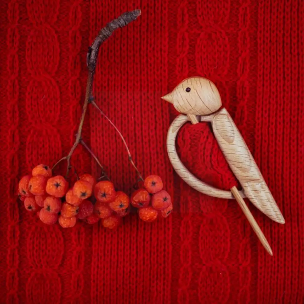 

New Wooden Animal Pattern Brooch Cartoon Cute Fox Shawl Scarf Pins Brooch Accessory Sweater Bear Little B8t6