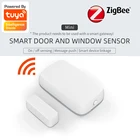 Мини-датчик ZigBee для окон и дверей, комплект для умного дома, система сигнализации, работает с управлением через приложение Tuya Gateway Smart Life