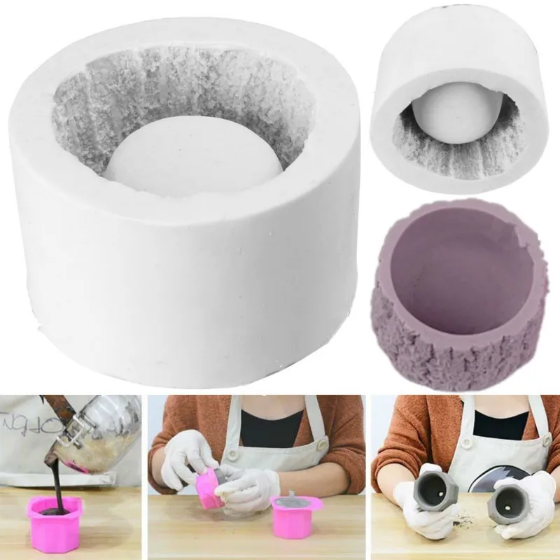 

Flower Pot Mold Bark Planter Silicone Concrete Mold Succulent Plant Flower Pot Vase Cement Mould