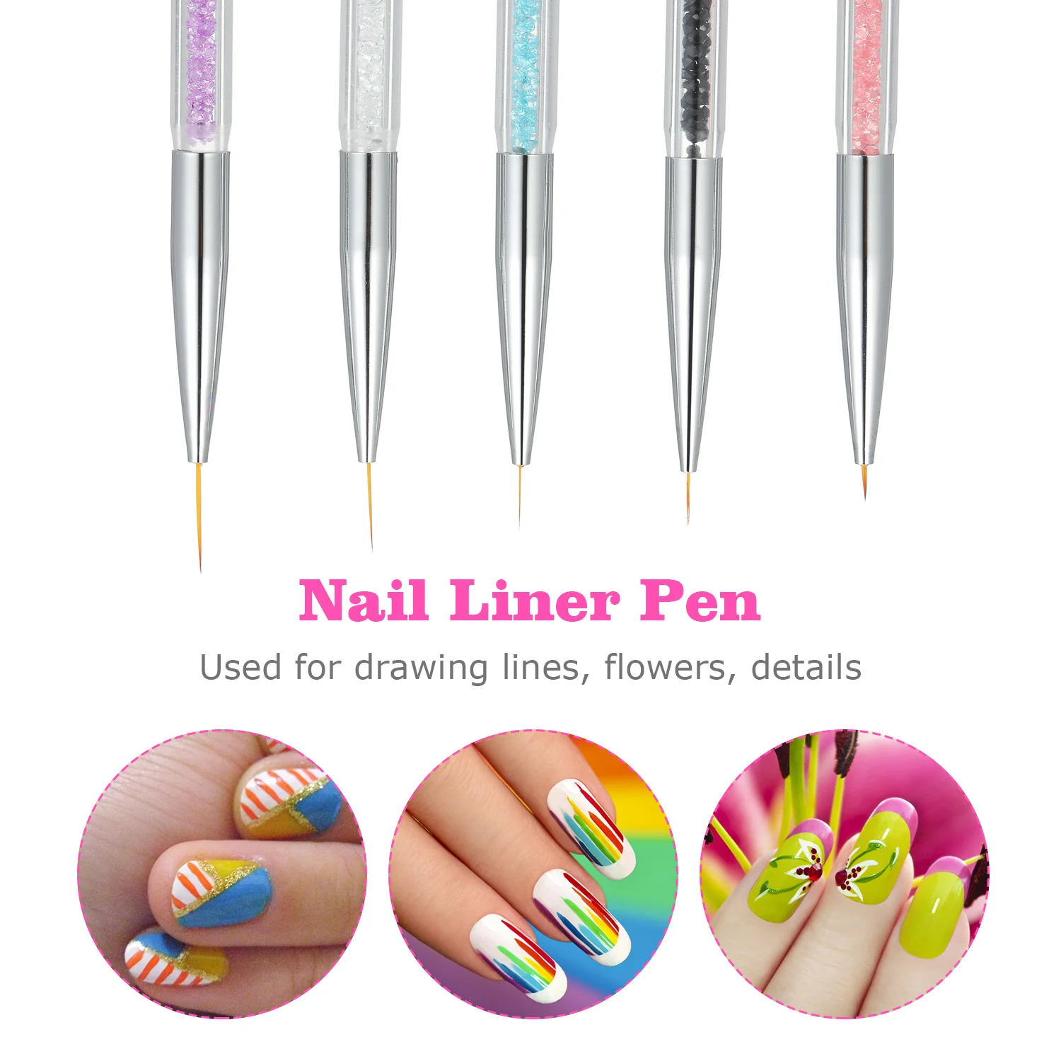 10 шт. набор кистей для дизайна ногтей двойная ручка подводки лаковая акриловые