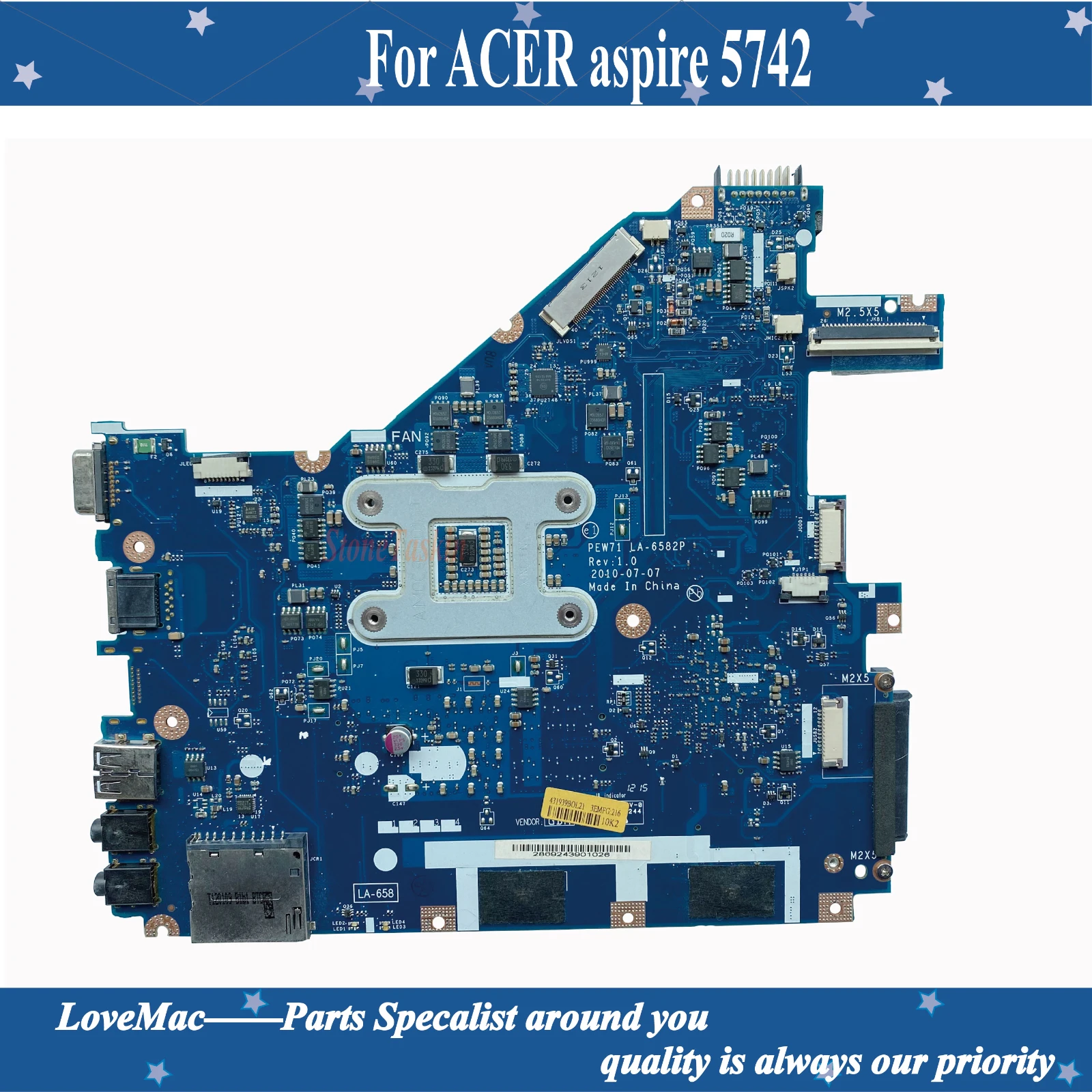 Высокое качество MBRJW02001 для ноутбука ACER Aspire 5742 5733 Материнская плата PEW71 LA 6582P HM55 SLGZS