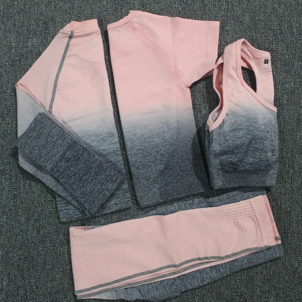 Набор для йоги из 4 предметов бесшовные леггинсы с эффектом омбре спортивный