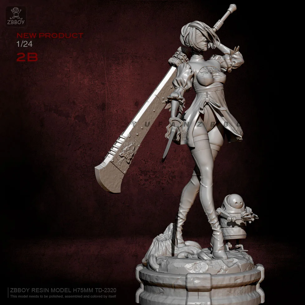 75mm Resin Figure Kits 2B Beauty Model Self-assembled TD-2320 | Игрушки и хобби