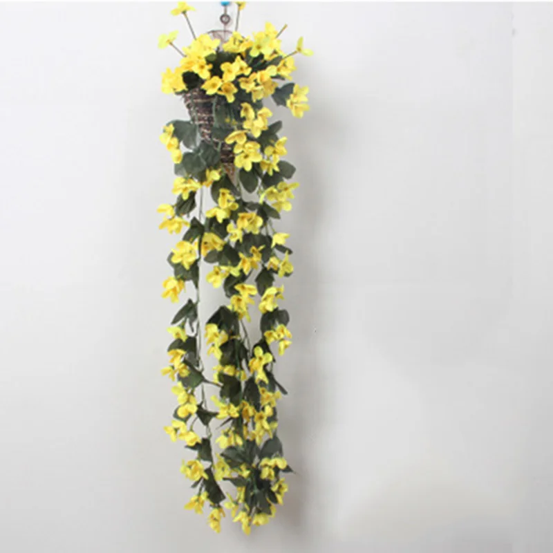 Four-petal bouquet Новое Фиолетовое искусственное цветочное украшение имитация настенная корзинка Цветок Орхидея, цветы из шелка длинная лоза - Цвет: Four-petal bouquet