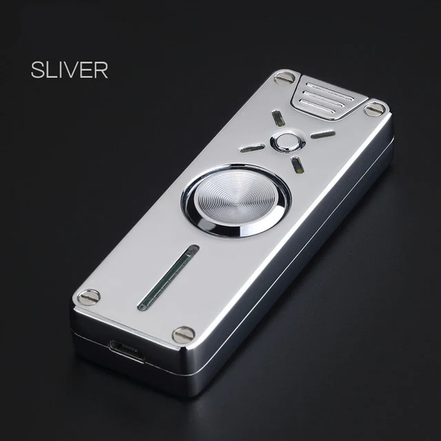 SILVER 7 светодиодный Спиннер для пальцев Ручной USB Зажигалка для сигарет; защита от ветра электрическая плазменная дуговая Вольфрамовая турбо зажигалка для мужчин - Цвет: SILVER