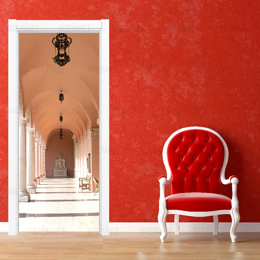 

Decal Door Sticker PVC Waterproof Stone Column Corridor Home Decoration French Art 3D Printing Self Adhesive Picture Diy Paper