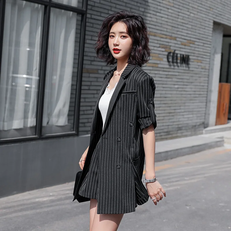 Женская одежда офисный костюм для дам женский новый длинный полосатый