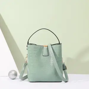 retro luxury pu leather women handbags alligator vintage bucket messenger bags high capacity shopping shoulder bags sac a main free global shipping