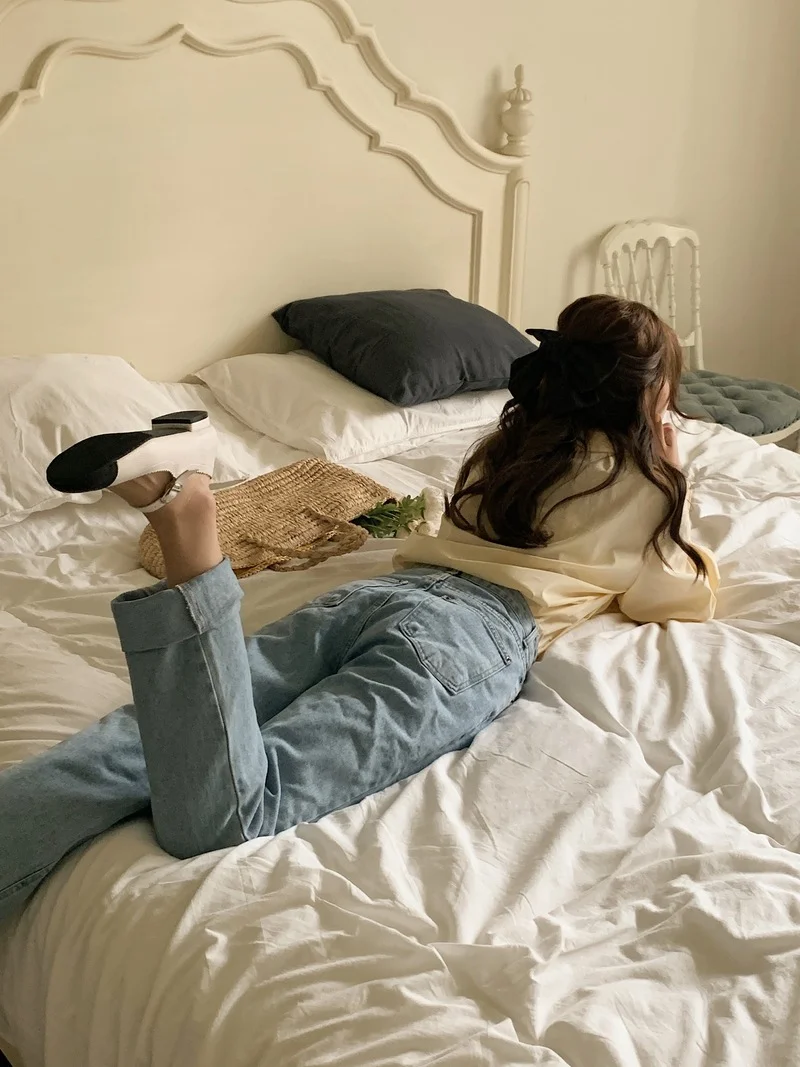 

Women's blouses Chiffon Shirt Color Comfortable Fashion Casual Korean V-neck Spring and Summer Long-sleeved Blouse Loose Solid