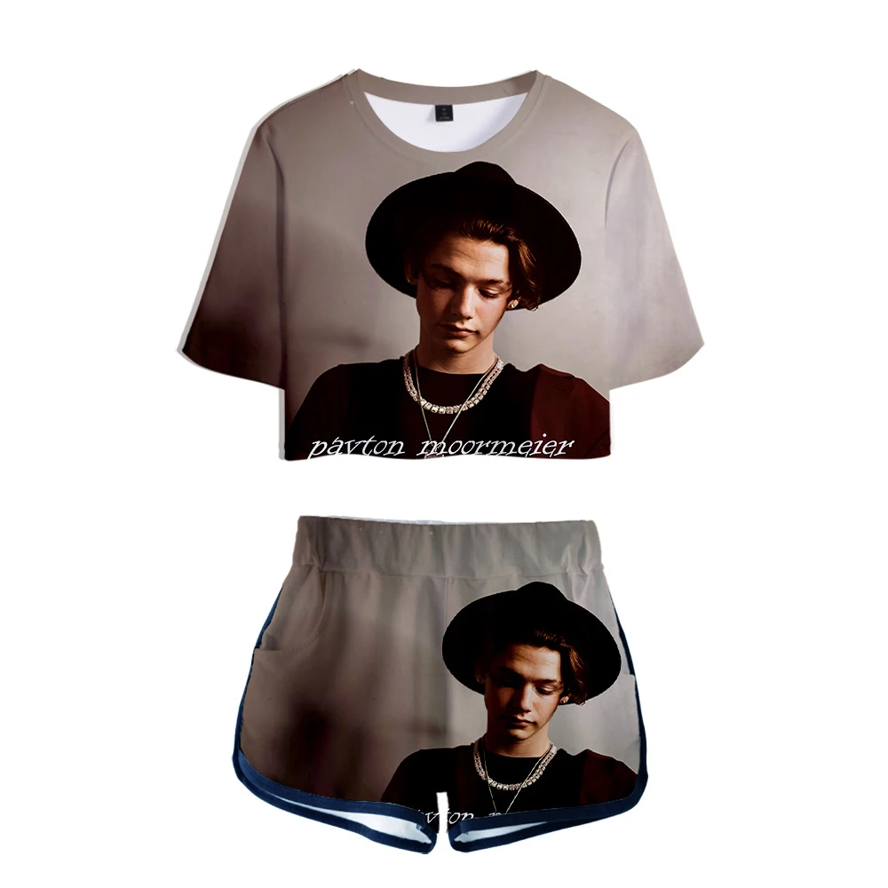 

Payton Moormeier 3D Printed Hip Hop Women Two Piece Set Summer Short Sleeve Crop Top+Shorts Girls Casual Sexy Streetwear Clothes