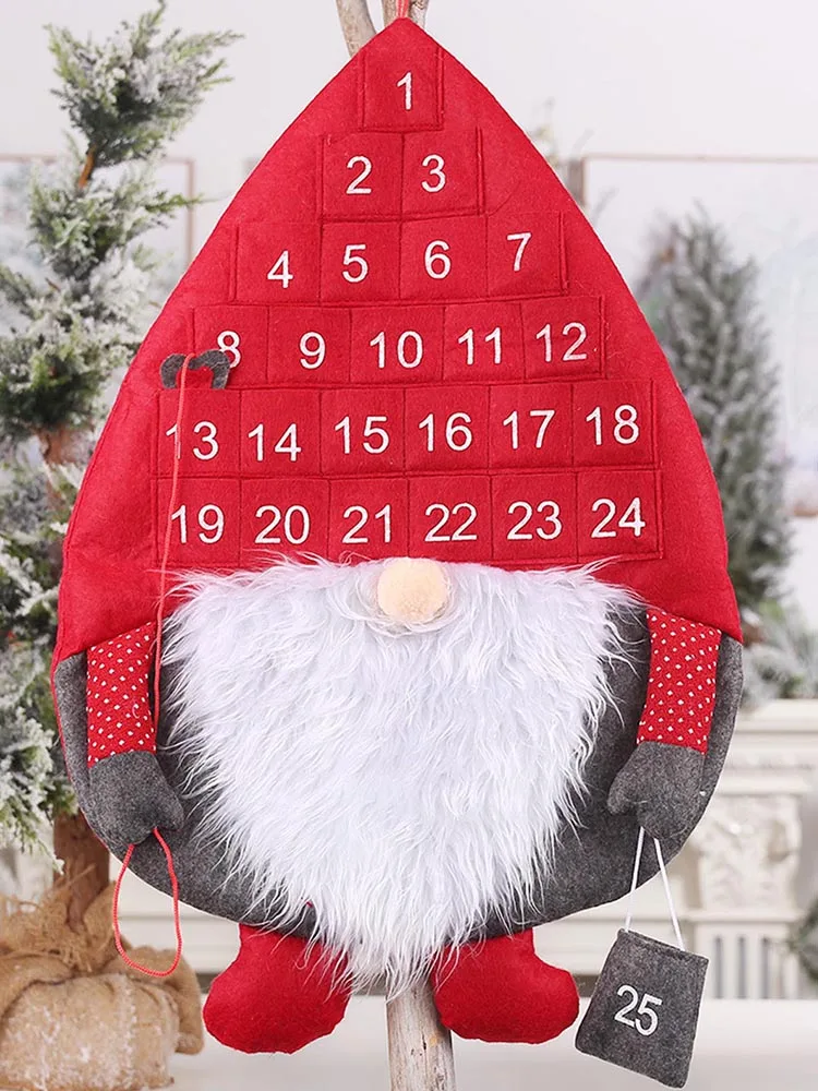 Plush Gnome Design Christmas 24 Day Hanging Advent Calendar Faceless Dwarf Doll Xmas Countdown Well Made | Дом и сад