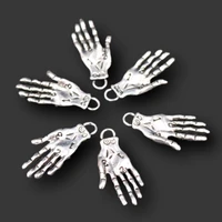 10pcs silver plated magical palm pendant hip hop earrings bracelet metal accessories diy charms for jewelry crafts making m890