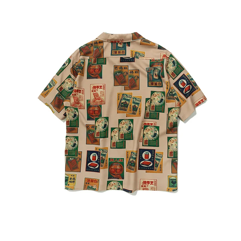 

Street Loose Lapel Short Sleeve Shirt Summer Hawaiian Shirt For Men Vintage Ethnic Casual Short Sleeve Vestidos Dress Shirts
