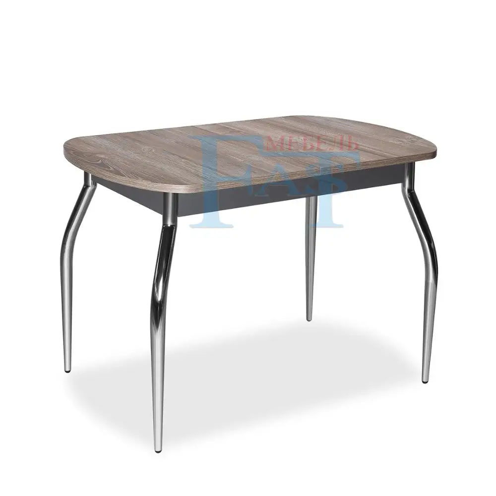 Выдвижной обеденный стол MDF с хромированными ножками для кухни и столовой