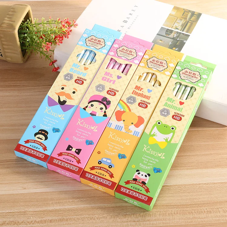 288pcs Cute Kids Pencil HB Kawaii Cartoon Wood Pencil for School Supplies Christmas Gift School Items Prizes for Kids wholesale