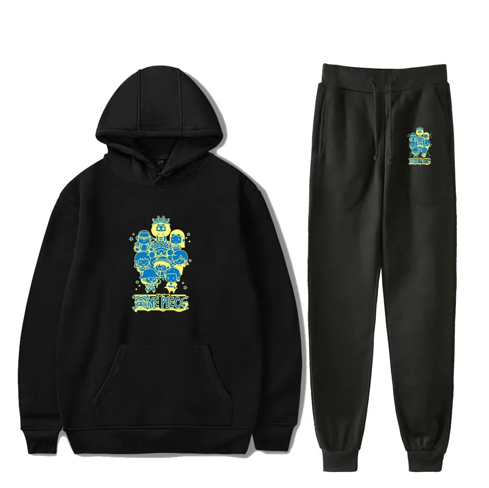 

Anime One Piece Tracksuit Men Set Monkey D. Luffy One Piece Two Piece Set Top and Pants Sweat Suit Male Sporting Suits Plus Size