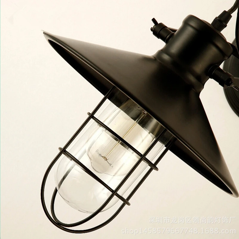 Лофт Декор стекло промышленный Железный Настенный светильник американский