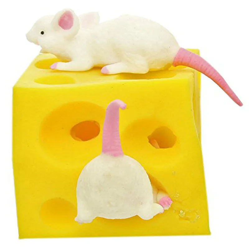 

New Mouse and Cheese Toy Sloth Hide and Seek Stress Relief Toy 2 Squishable Figures and Cheese Block Stressbusting Fidget Toys