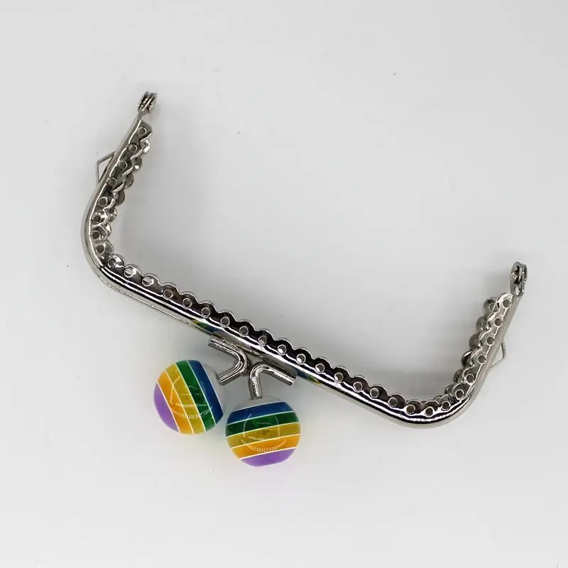 1PCS Super Lovely 10.5CM Silver Lace Stripe l Bead Head Metal Purse frame Kiss Clasp DIY Bag Accessory | Багаж и сумки