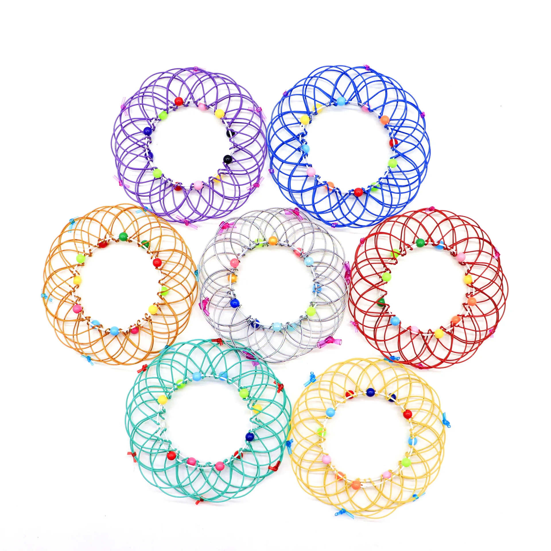 

2021 New Variety Flower Basket 36 Variable Mild Steel Magic Ring Children's Nostalgic Toy Ornament 36 Variable Iron Art Palm Toy