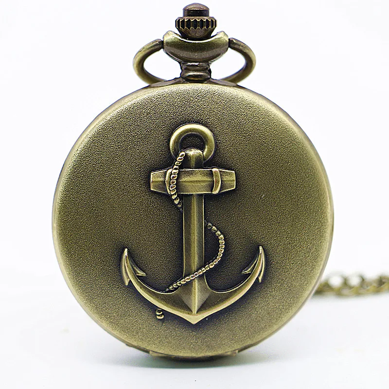 

New Arrival Vintage Pirate Anchor Quarzt Pocket Watch Pendant Necklace Children Friend Gifts Watch