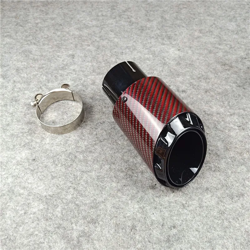 

1 Piece Red Carbon Fiber Exhaust Pipe Stainless Steel Car Accessories Nozzles Three-layer New Style Muffler Tip