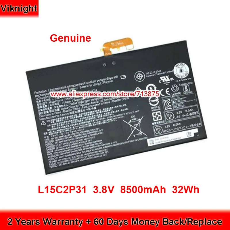 

Genuine L15C2P31 Battery SB18C04740 for Lenovo Yoga Book YB1-X90L YB1-X91L ZA16000-3JP Laptop 3.8V 8500mAh