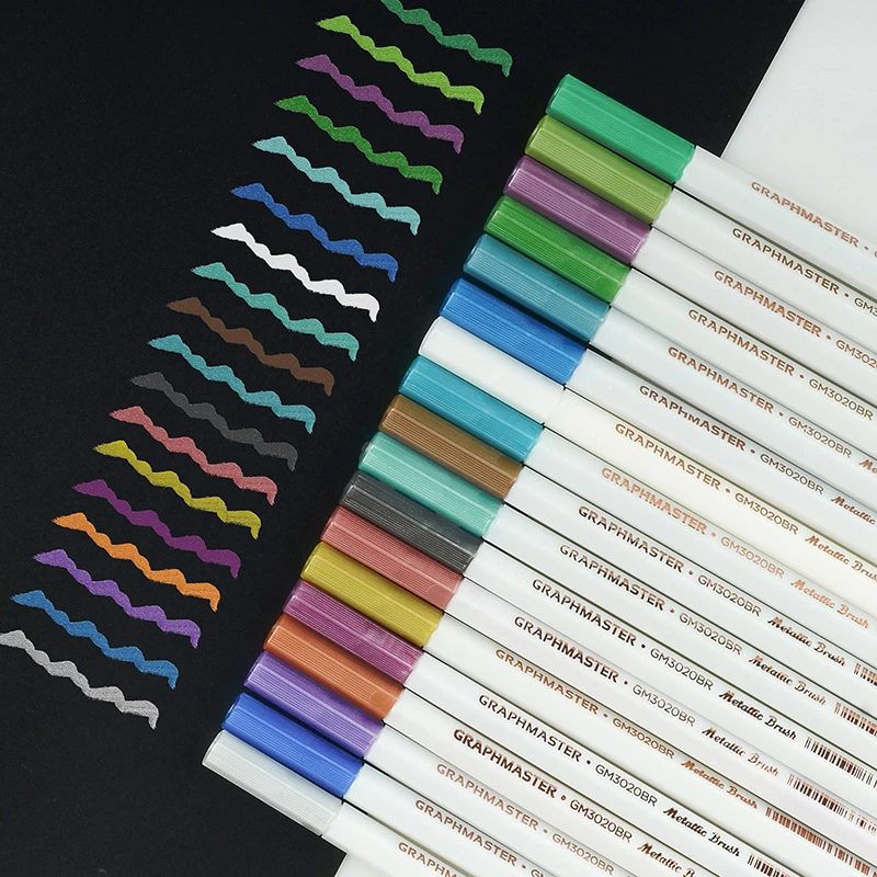 

18Color Metallic Oily Marker Pen Gold Silver Permanent Coloring Epoxy Resin Silicone Mold Painting Pen For Art Student GM3020