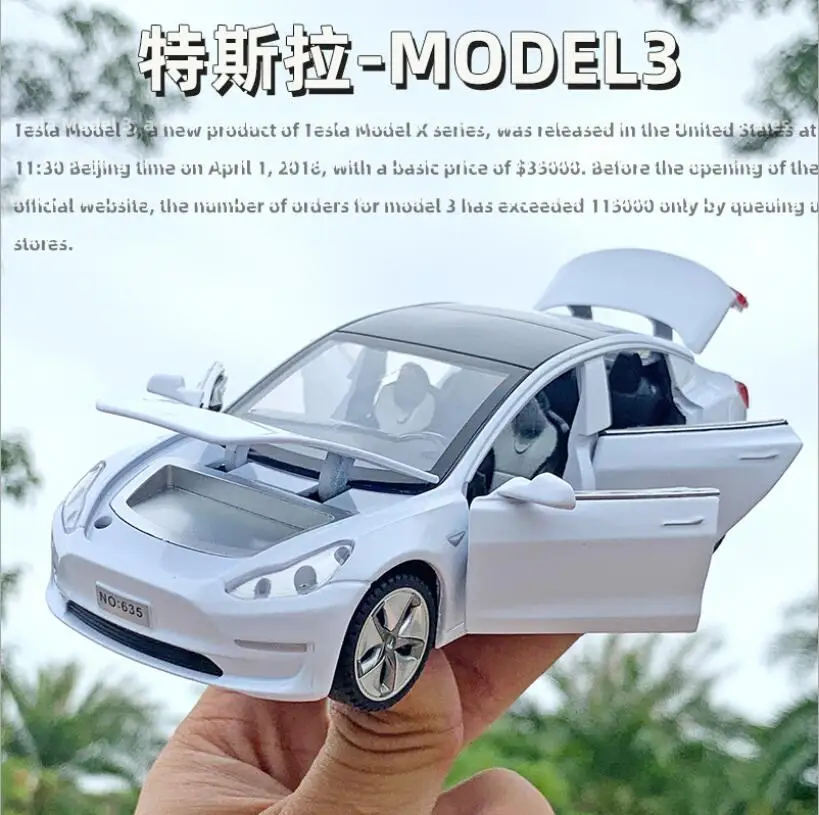 1:32 модель автомобиля 2020 новые модели Tesla MODEL3 из сплава звуковой светильник