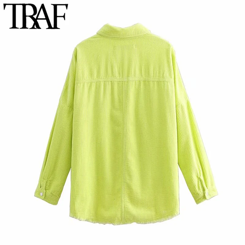 TRAF Женская мода негабаритные с эффектом необработанных краев асимметрия куртка