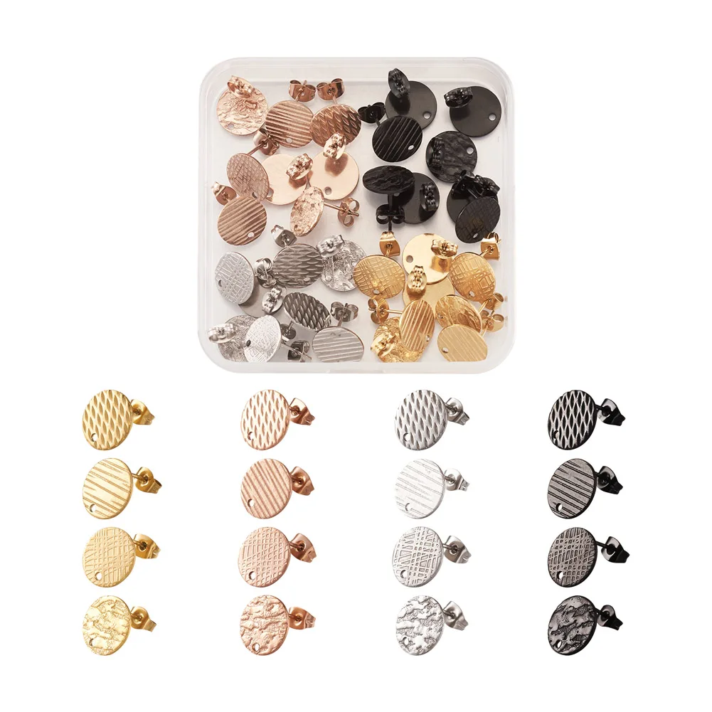

32Pcs 304 Stainless Steel Round Earring Studs Findings with Ear Nuts Earring Backs For DIY Fashion Jewelry Making Accessories