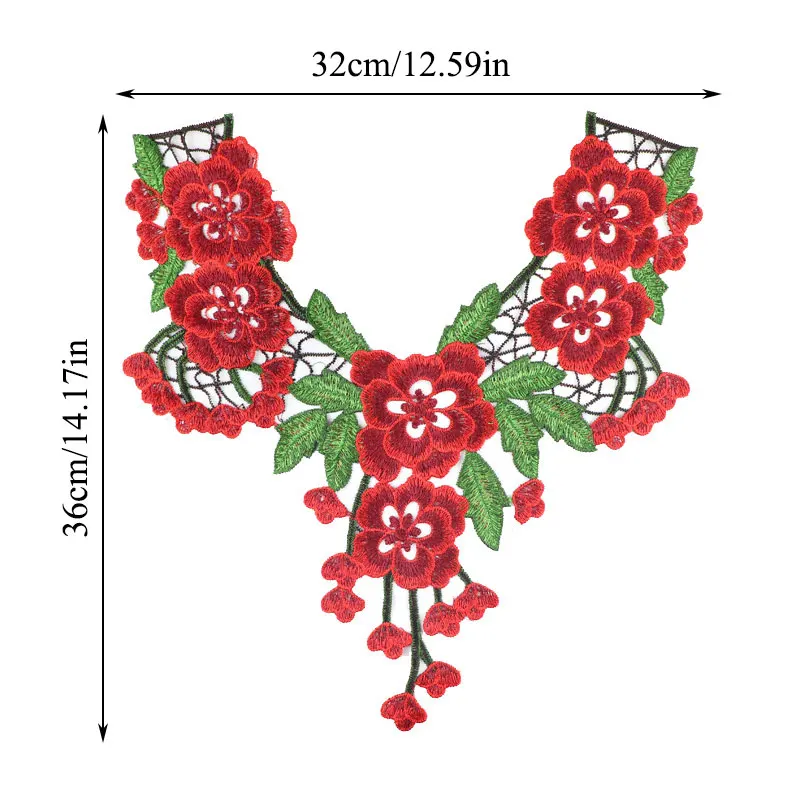 

1PC Collar Embroidered Fake Collar Neckband Fashion Solid Color Sewing Embroidered Neckline Women Hollow Out Applique