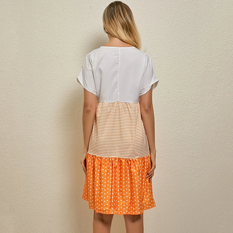 

Casual Dresses Women Summer Dress 2020 Vintage Short Sleeve Dress For Ladies V Neck Midi Vestidos Female