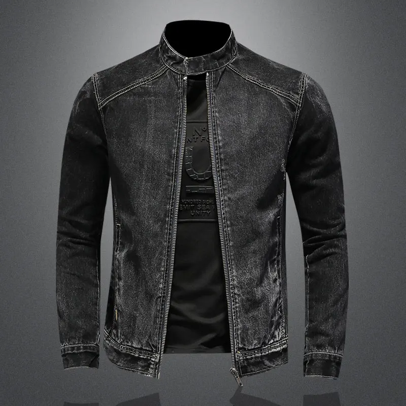 Jacket Men Style Bomber Aviator Motorcycle Denim Casual Retro Slim Fashion Streetwear Coat