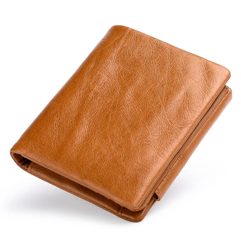 2019 New RFID Men's Wallet Retro First Layer Cowhide Tri-fold Buckle Short Coin Pocket | Багаж и сумки