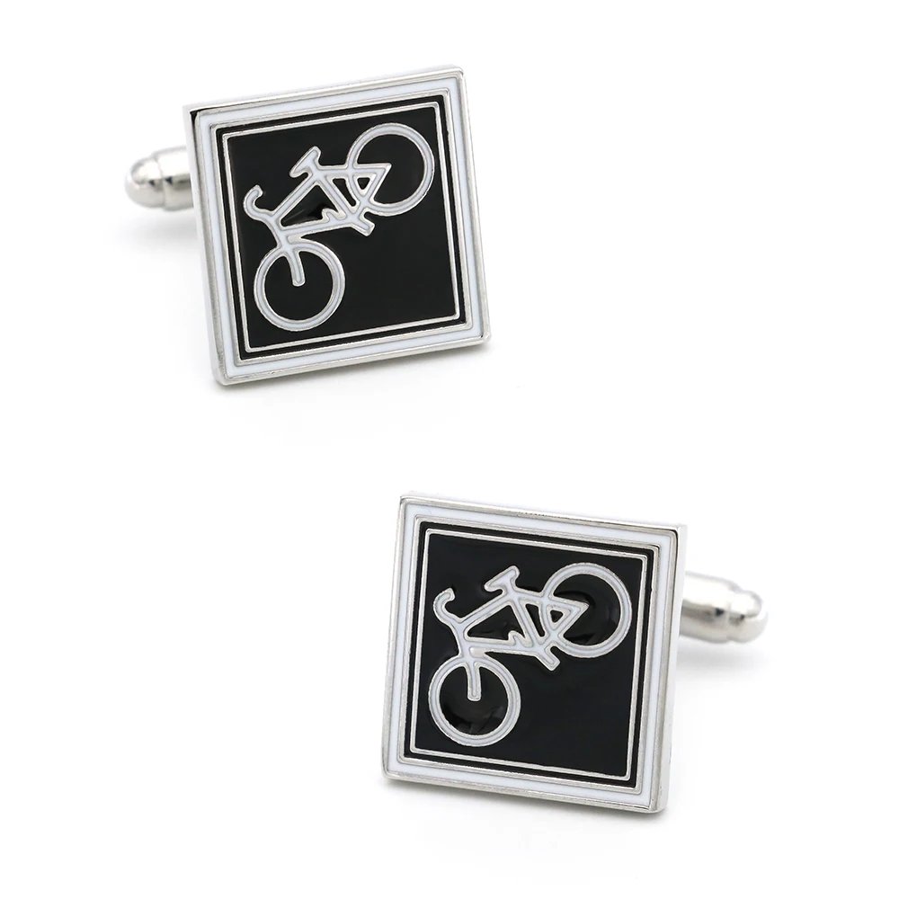 

Sport Design Bike Cufflinks For Men Quality Copper Material Black Color Cuff Links Wholesale&retail