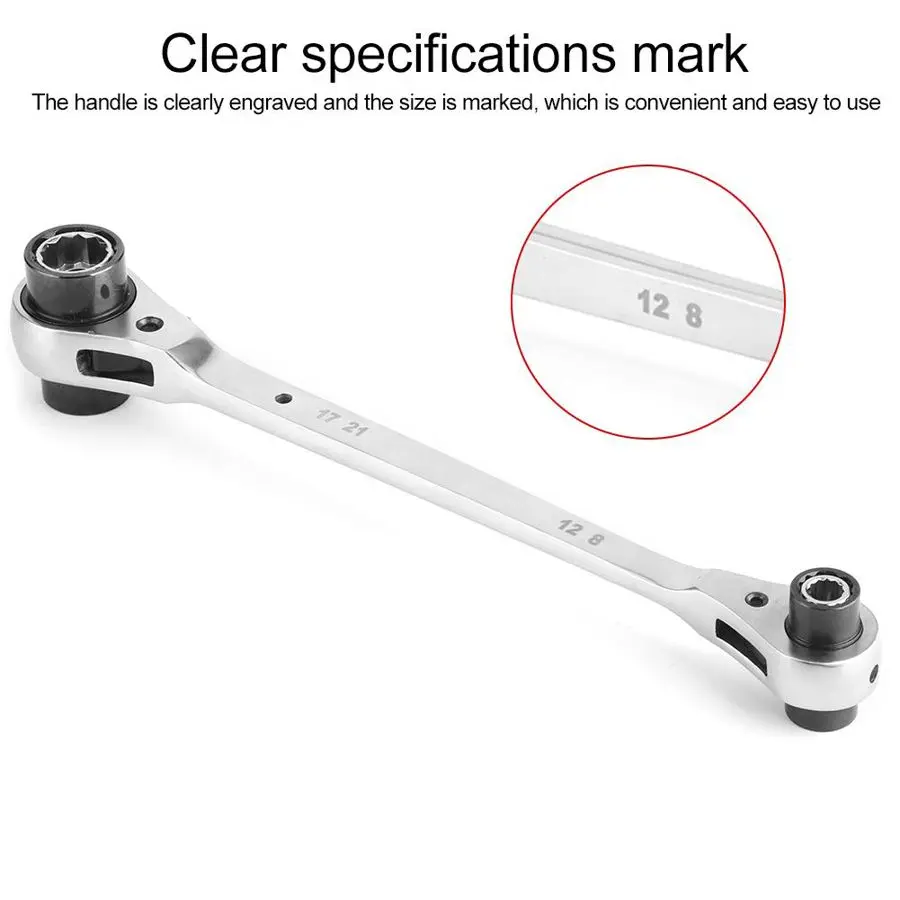 Многофункциональный гаечный ключ с храповым механизмом 8-21 мм 8 в 1 72 зубца 12