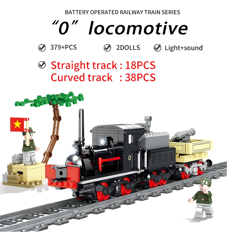 

High-tech 2021 new boy gift military electric train track building block toy children assembled compatible with Legoes toy train