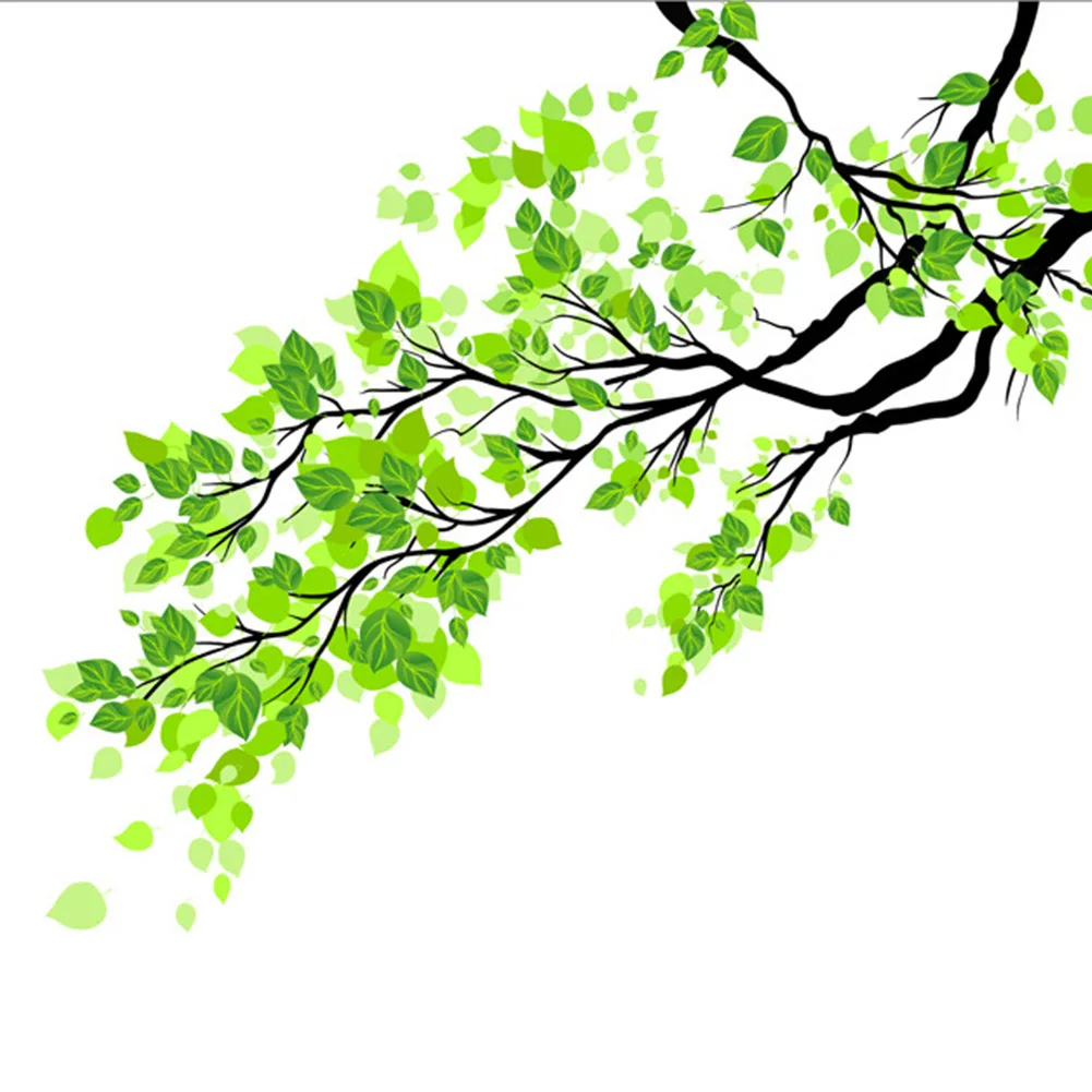 

Door DIY Home Decor Wall Frosted PVC Ceramic Green Leaf Branch Film